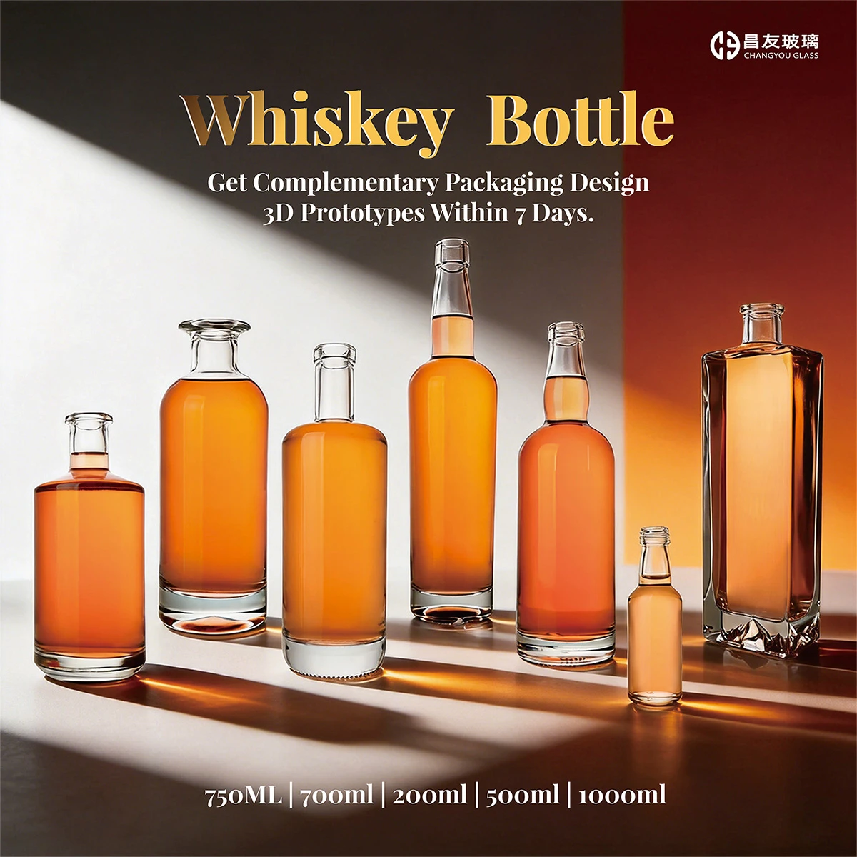 Whisky bottles on a forming line Whisky bottles on a forming line